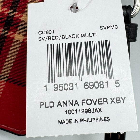 Coach Anna Foldover Crossbody Bag Tartan Plaid Red Black Coated Canvas Leather - Picture 4 of 16